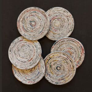 Upcycled Paper Natural Round Coasters