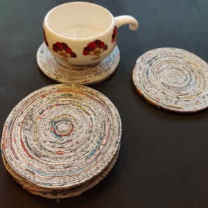 Upcycled Paper Natural Round Coasters