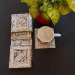 Upcycled Paper Natural Square Coasters