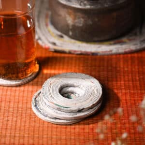 Upcycled Paper Natural Ring Coasters