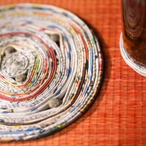 Upcycled Paper Natural Beaded Trivets