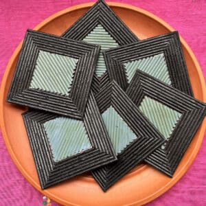 Upcycled Paper Natural Sky Square Coasters