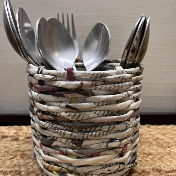 Upcycled and Handcrafted Natural Cutlery Holder