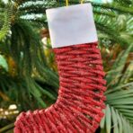 Christmas Paper Woven Stocking Magic Red