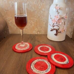 Ecofriendly Red Round Coasters